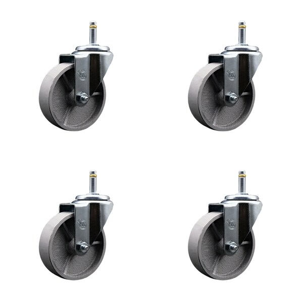 Service Caster Semi Steel Swivel Grip Ring Caster Set of 4 w/4'' Wheels & 7/16'' Stem-4 Swivel, 4PK SCC-GR20S414-SSS-716138-4 - main